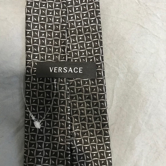 Versace Black/Grey Silk Tie - Picture 4 of 5